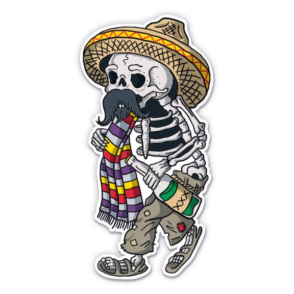 Mexican Hombre Dia de los Muertos Tequilla - 3" Vinyl Sticker - For Car Laptop Water Bottle Phone - Waterproof Decal