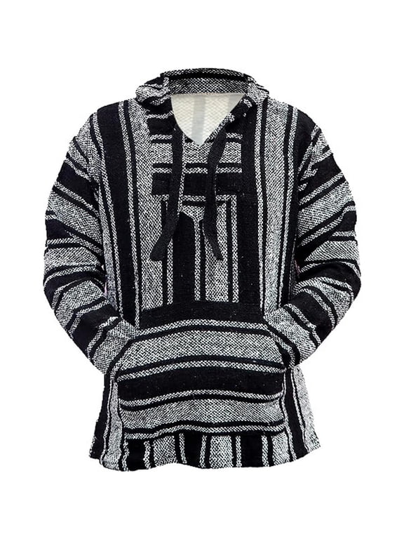 Mexican Hoodies for Men Classic Mexican Baja Sweater Pullover Loose Casual Drawstring Hooded Sweatshirt Drug Rug