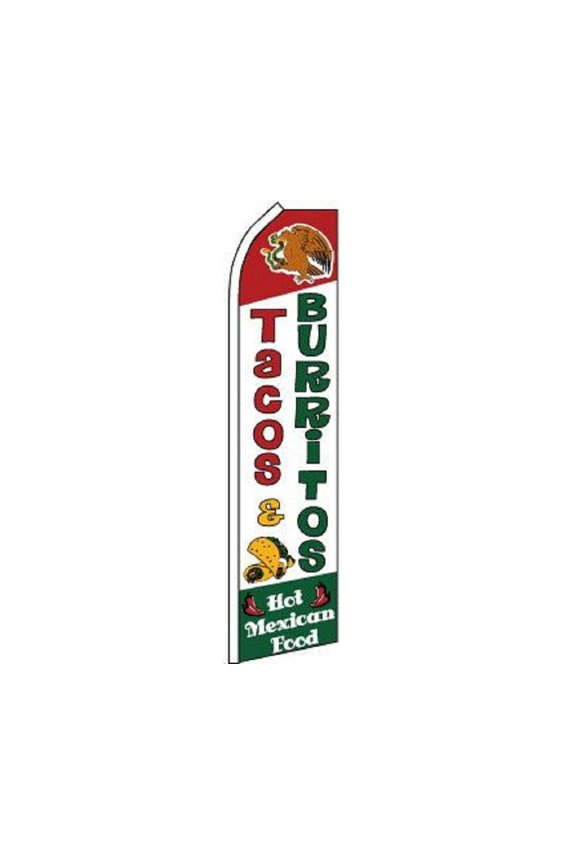 Mexican Hot Tacos Burritos Swooper Super Feather Advertising Marketing Flag