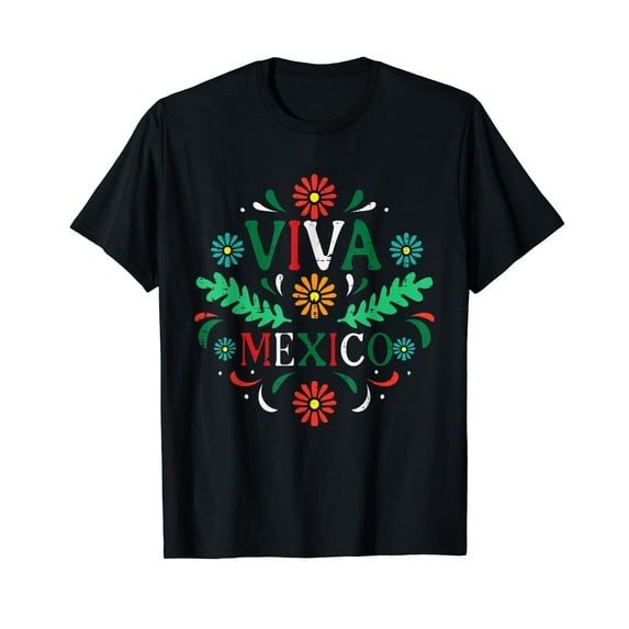 Mexican Independence Day Viva Mexico Short Sleeve T-Shirt Black Tee Gift