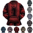 thumbnail image 1 of Mexican Jerga Pullover Mens Hoodie Oversized Striped Office Sweatshirt for Men Long Sleeve Drawstring Hood Kangaroo Pocket Red M, 1 of 4