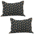 thumbnail image 1 of Mexican Knitted Quilt Pillowcover Set of 2, Detailed Floral Sugar Skulls with Sombrero Hats Chili Peppers and Guitars, Standard Queen Pillow Sham Bedroom, 30" x 20", Multicolor, by Ambesonne, 1 of 1