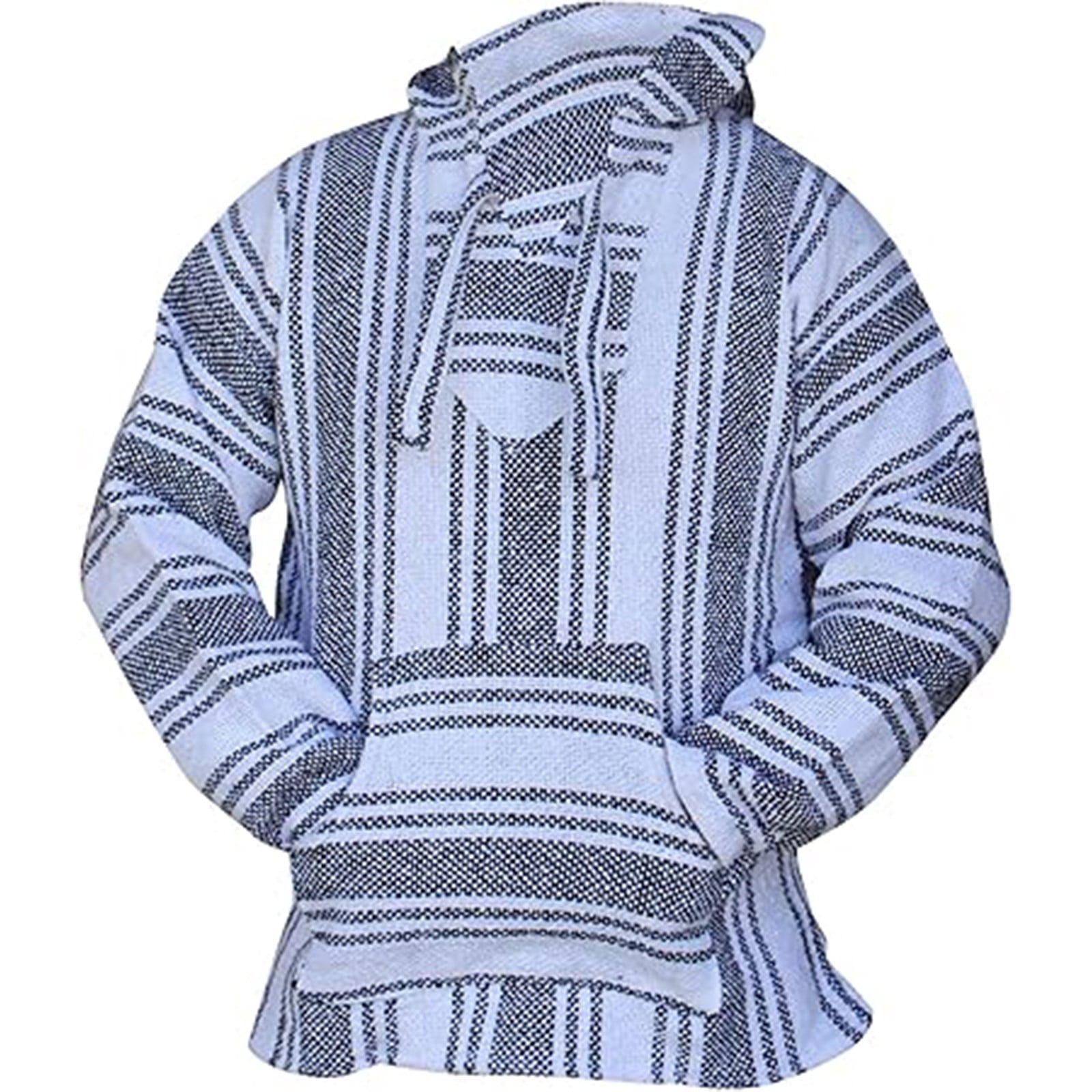 Mexican Lightweight Hoodie for Men Casual Comfy Pullover Shirts with Pockets Hoodie Hippie Surf Poncho Sweater Sweatshirt Pullover Fall Winter Fashion Hooded Sweatshirt (Light Gray,XL)