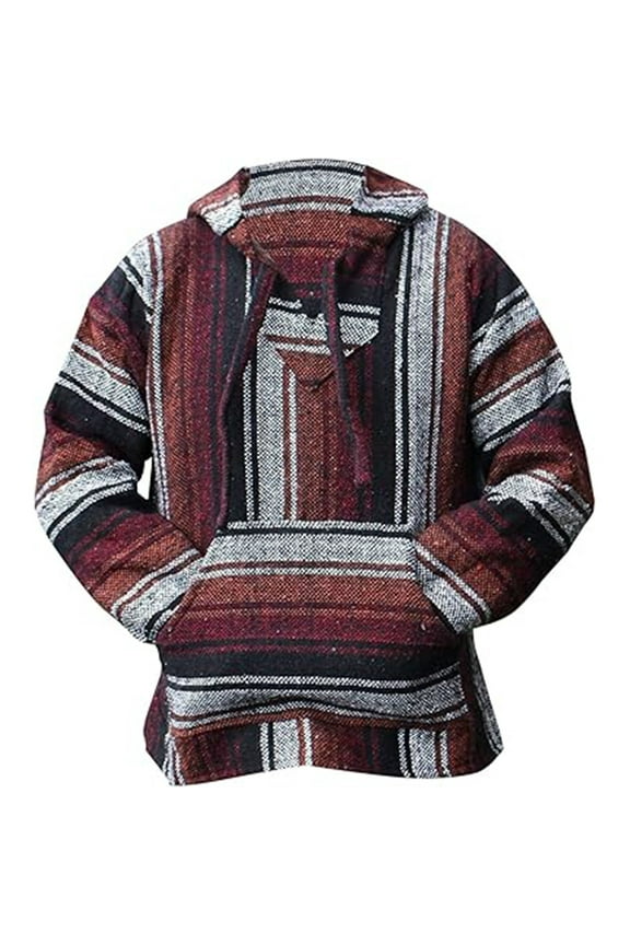 Mexican Lightweight Hoodie for Men Casual Comfy Pullover Shirts with Pockets Hoodie Hippie Surf Poncho Sweater Sweatshirt Pullover Fall Winter Fashion Hooded Sweatshirt (Orange,M)