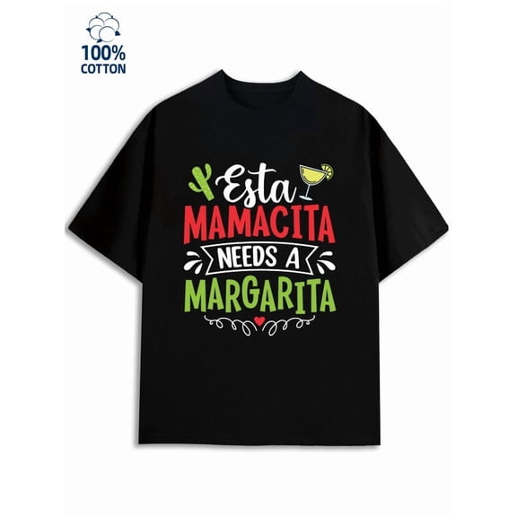 Mexican Margarita for men funny humor 180G 100% Cotton black work husband Trendy Unisex Shirt Graphic Tee tshirts Retro Unisex Shirt Graphic Tee tshirts