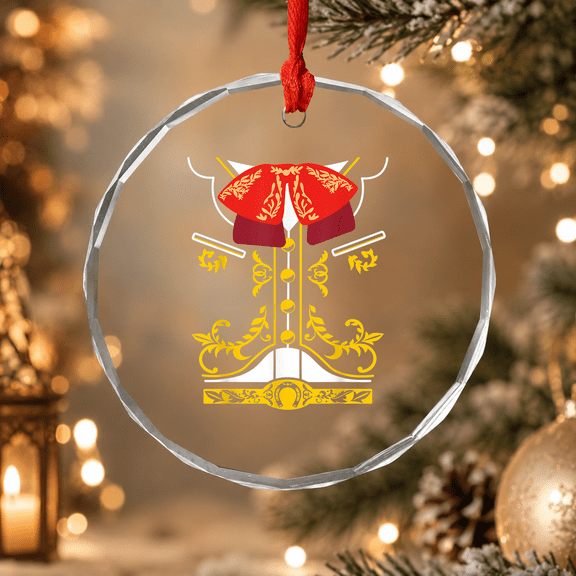 Mexican Mariachi Charro Cinco De Mayo Halloween Ornament, Holiday Decor, Circle Glass Ornament