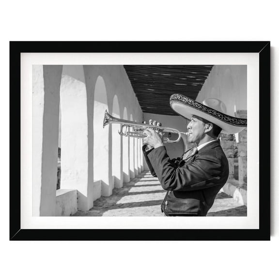 Mexican Mariachi Fine Art Print Black And White Hacienda Decor, Unframed Paper Print