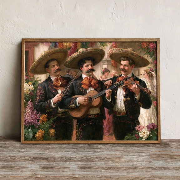 Mexican Mariachi Trio Wall Art Print, Charro Serenade Decor