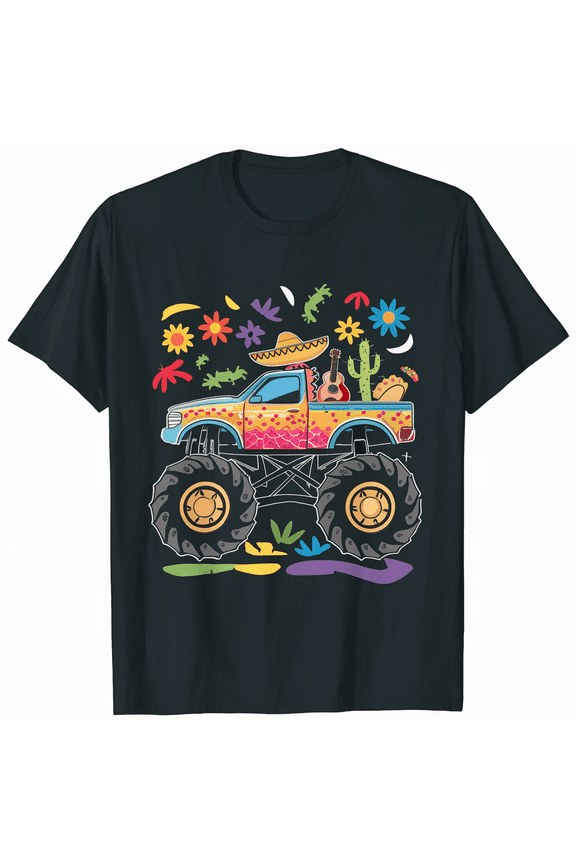 Mexican Monster Truck Taco Cinco De Mayo Party Boys Toddlers T-Shirt