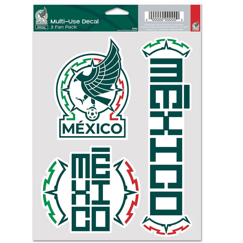 Mexico National Soccer Team 5" x 7.75" 3 Pack Fan Decals