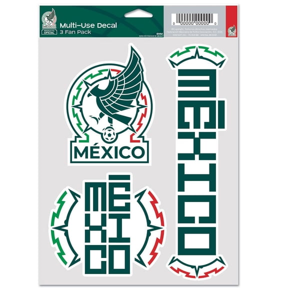 Mexico National Soccer Team 5" x 7.75" 3 Pack Fan Decals