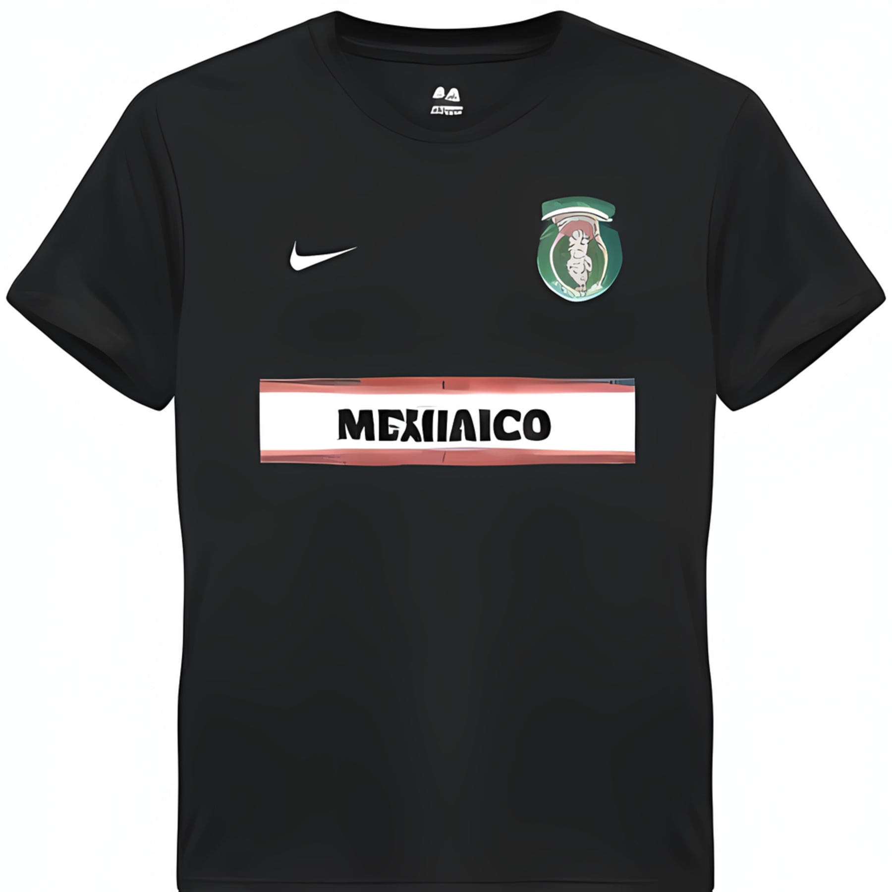 Mexican National Teeam Youth Soccer Jersey with Green Accents WhiteLogo