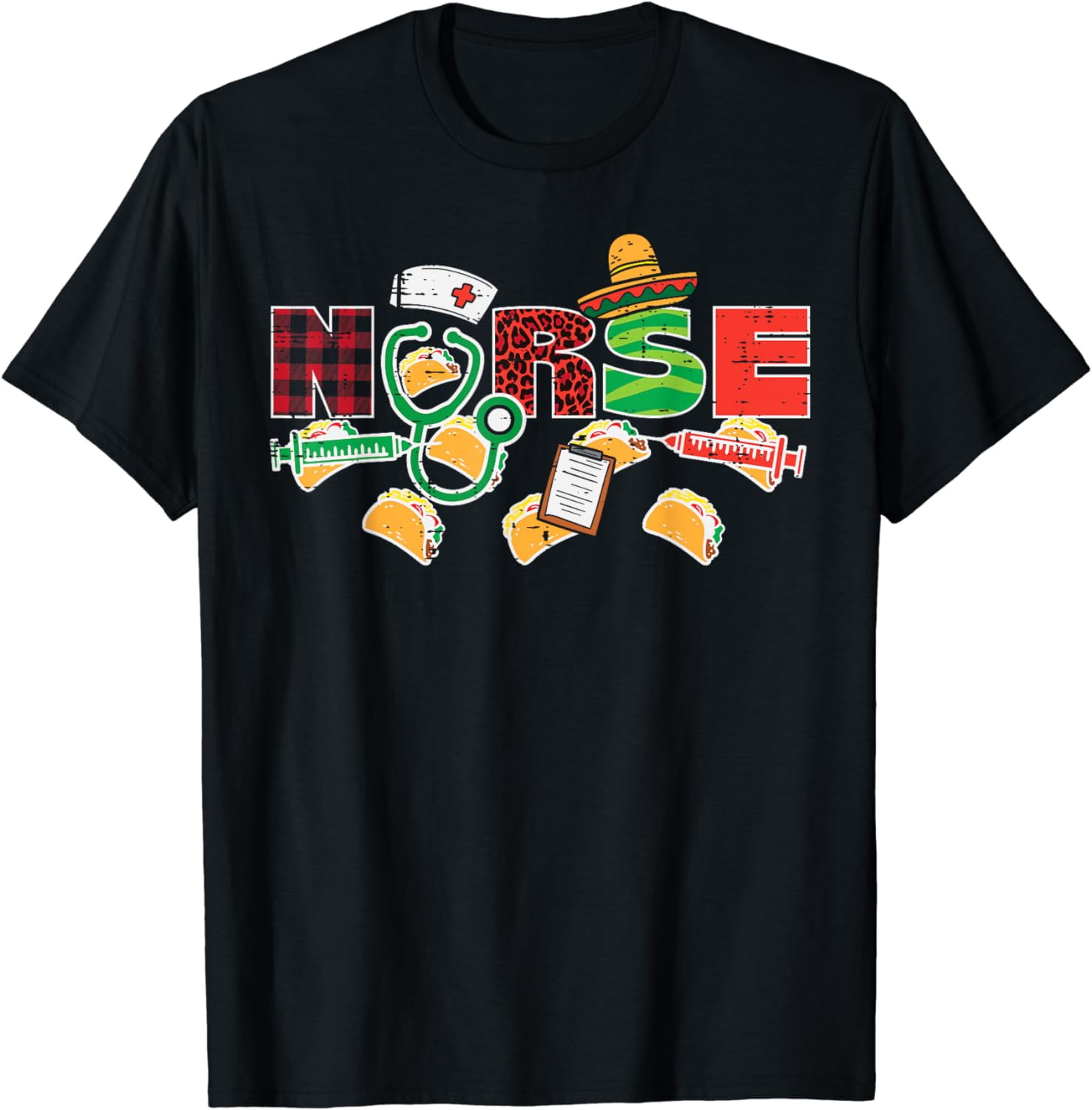 Mexican Nurse Tacos Cinco De Mayo Nurse Women Scrub Top RN T Shirt