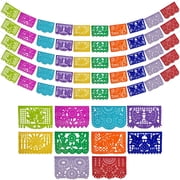 Mexican Party Banners 5 pack with 10 Multicolor Tissue Paper Flags per Banner - Papel Picado Mexicano by Fiesta Wraps