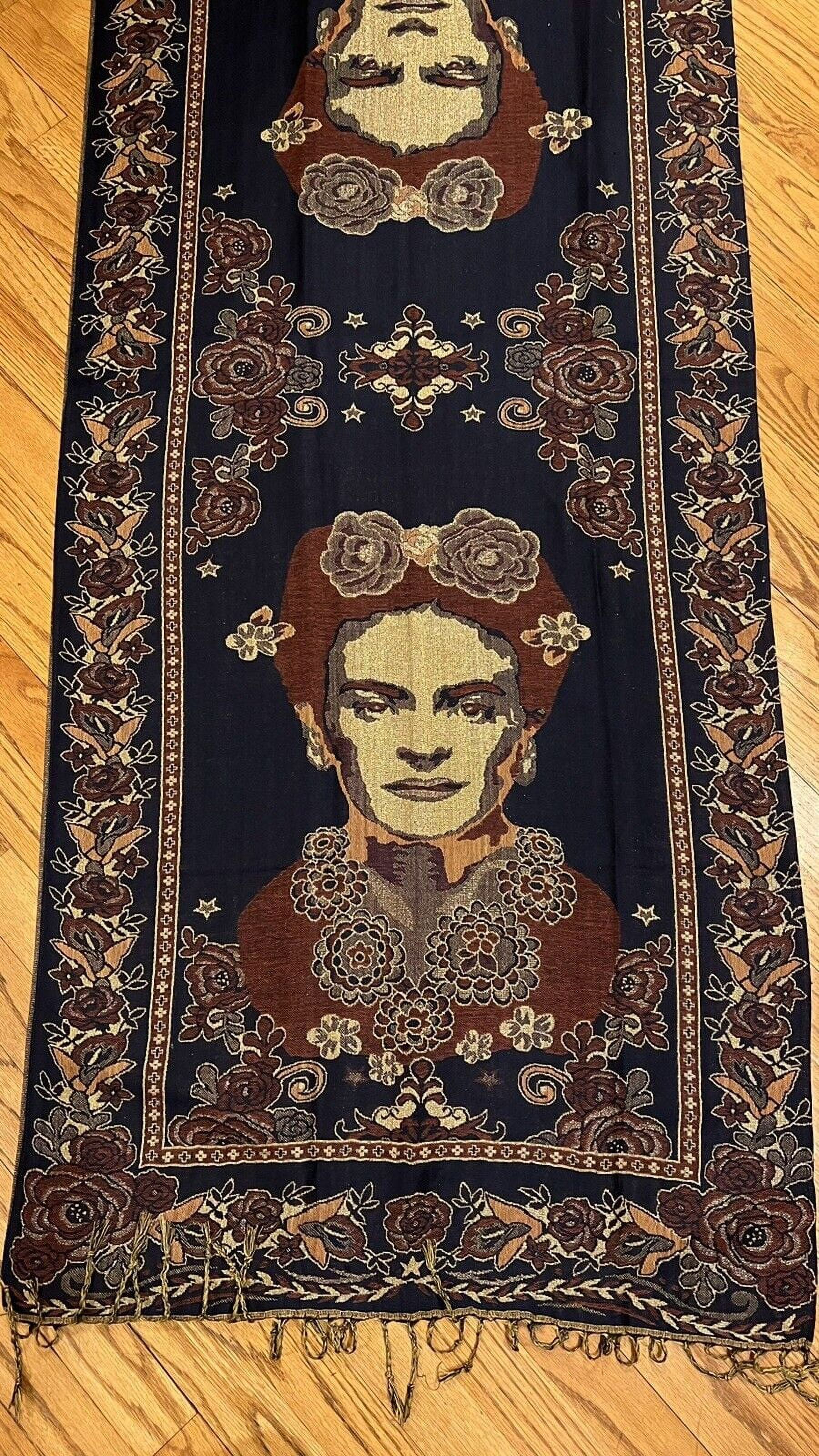 Châle Pashmina Mexicain - Portrait De Frida Kahlo - Viscose Multicolore - Neuf Sans étiquette