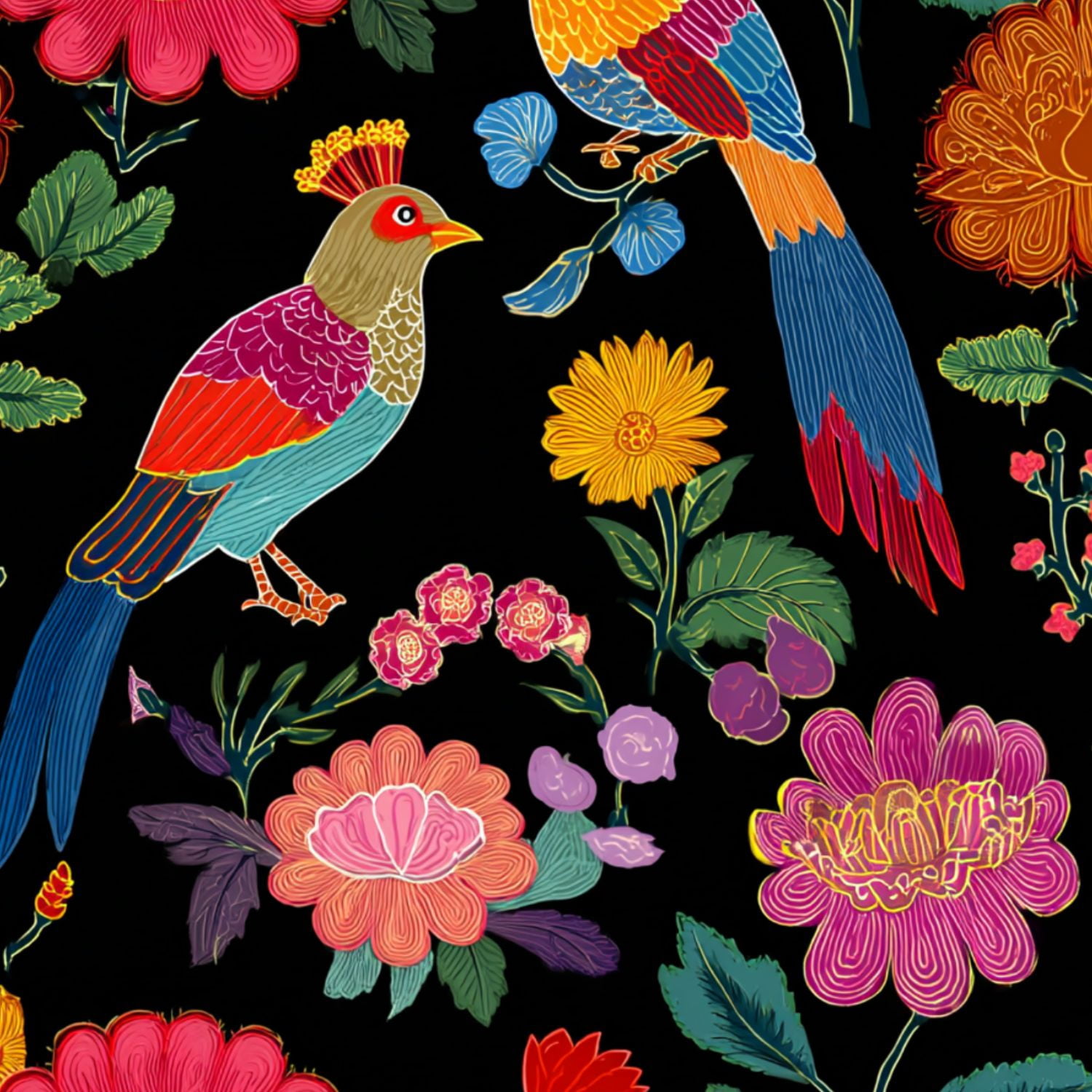 Mexican Peel and Stick Wallpaper Colorful Vibrant Floral Dark Wall Mural 17.7in x 9.8ft Self Adhesive Removable Wall Paper Renter Friendly Wallpaper for Nursery Bedroom Cabinets
