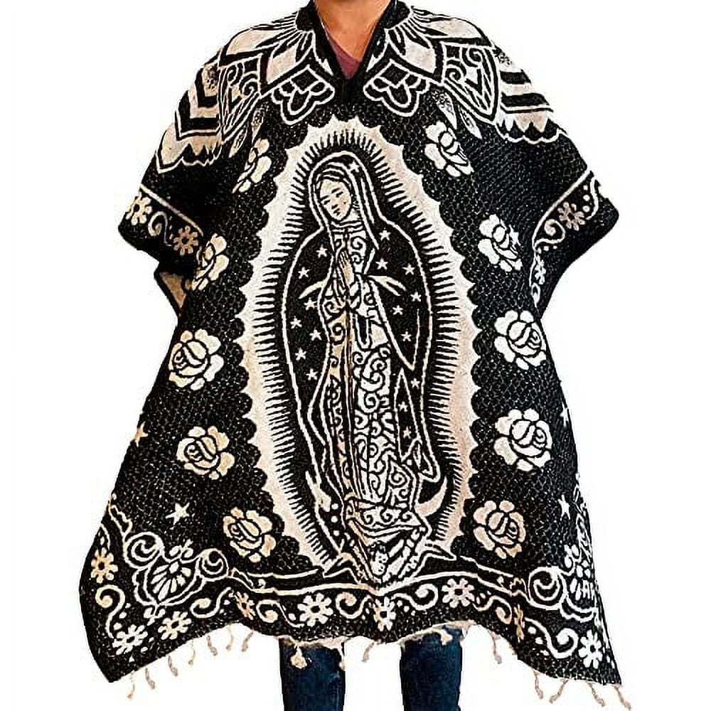 Mexican Poncho Virgen De Guadalupe Handmade Serape Poncho Size