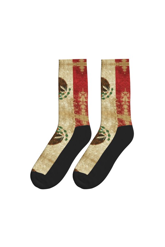 Mexican Print Colorful Athletic Crew Novelty Socks For Men Women
