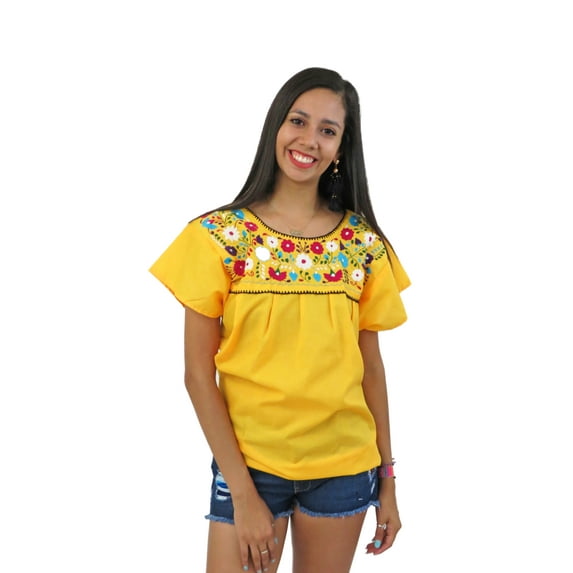 Mexican Puebla Blouse (2XL, Canary)