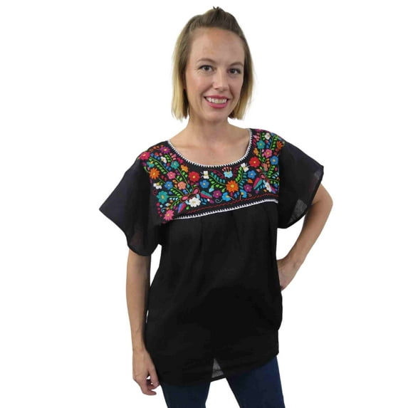 Mexican Puebla Blouse (Medium, Black)