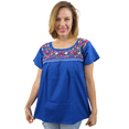 thumbnail image 1 of Mexican Puebla Blouse (Small, Royal), 1 of 4