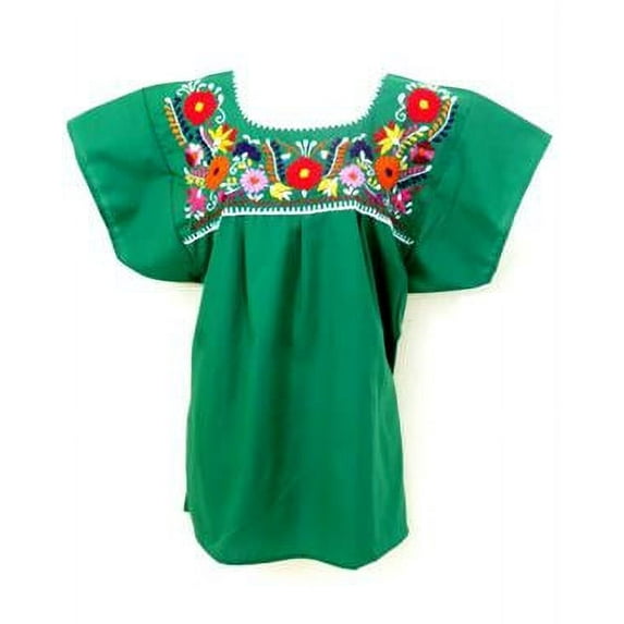 Mexican Puebla Blouse (XL, Green)