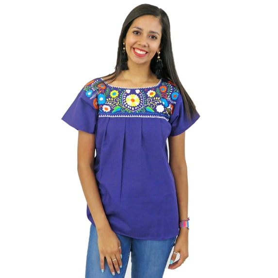 Mexican Puebla Blouse (XL, Purple)