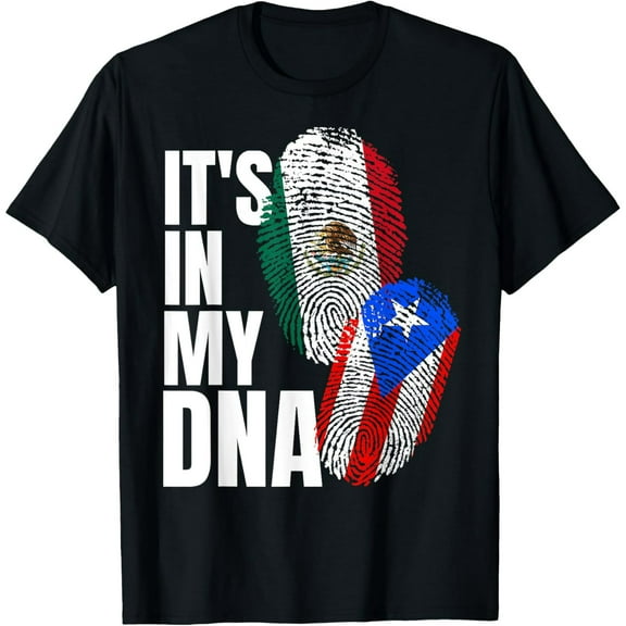 Mexican Puerto Rican DNA Flag Mix Heritage for Unisex Short Sleeve Graphic T-Shirt