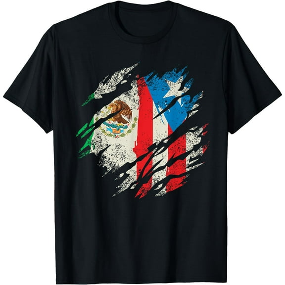 Mexican Puerto Rican Flag Puerto Rico Mexico Hispanic Retro T-Shirt Shirts
