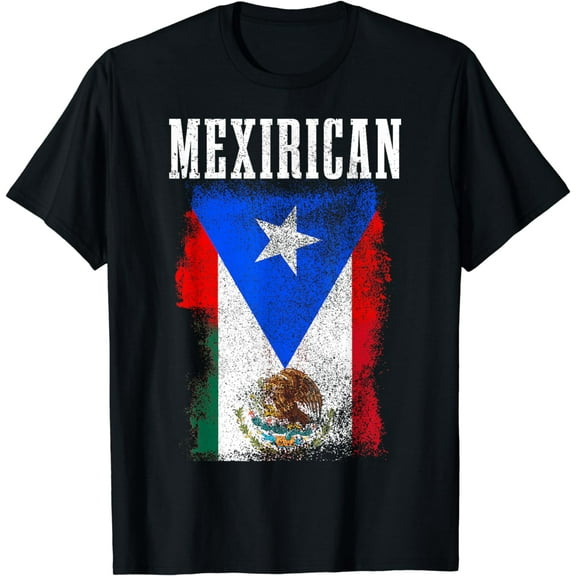 Mexican Puerto Rican Mix Mexico Puerto Rico Pride Roots Flag T-Shirt