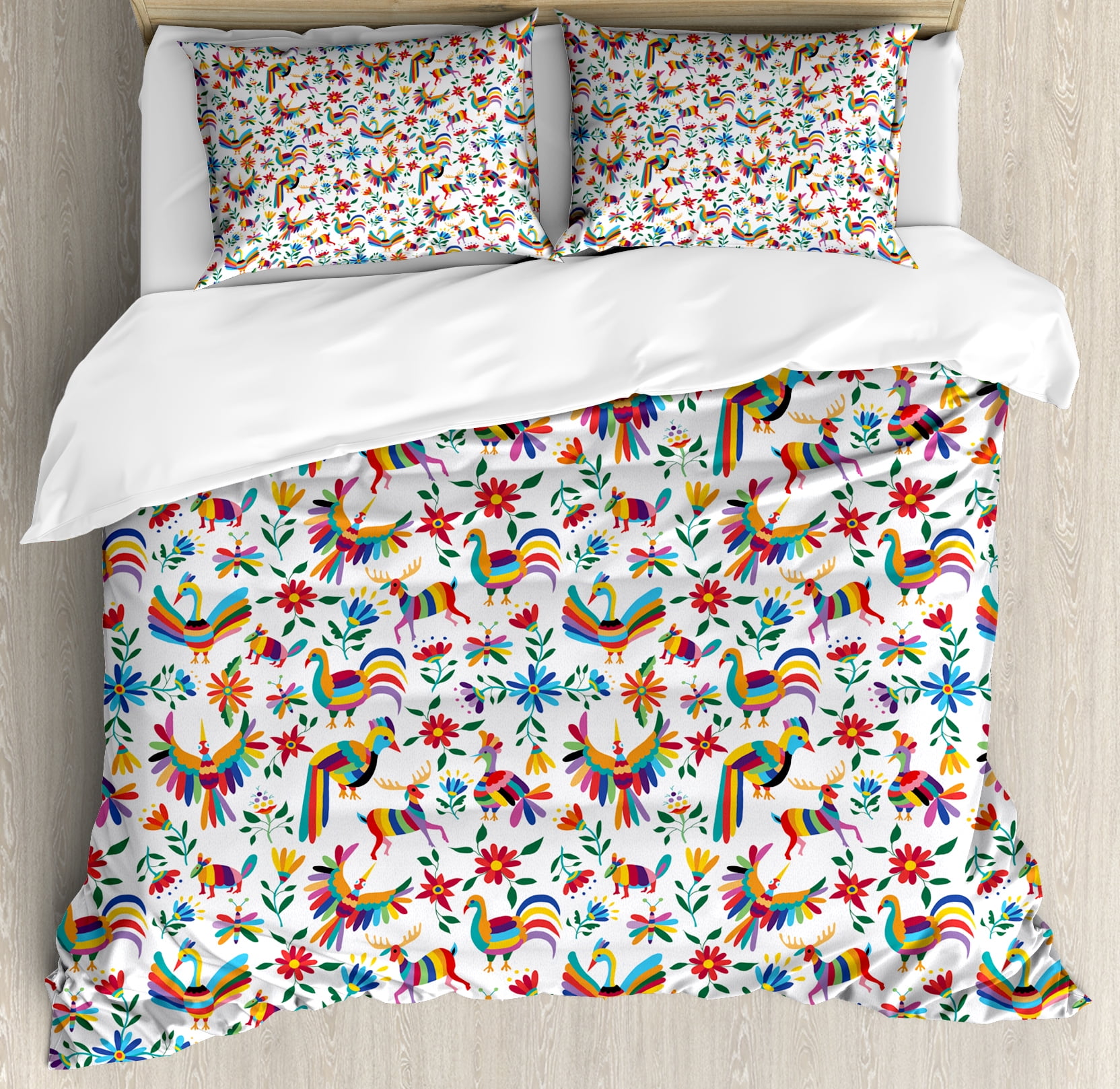 Mexican Queen Size Multicolor Microfiber Duvet Cover Set