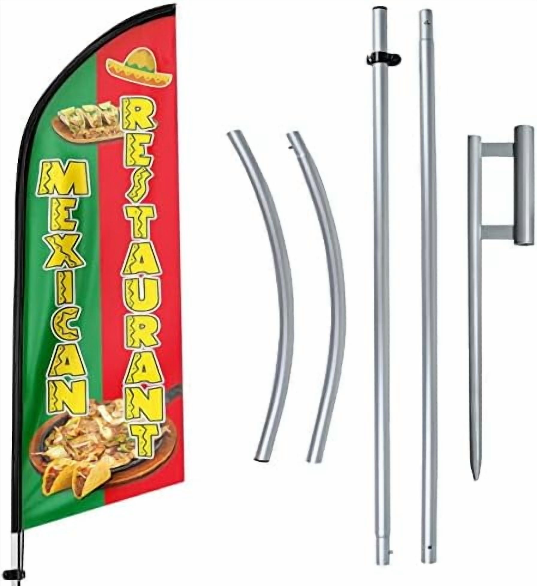 Mexican Restaurant Feather Flag with Pole and Ground Stake, 11FT ...