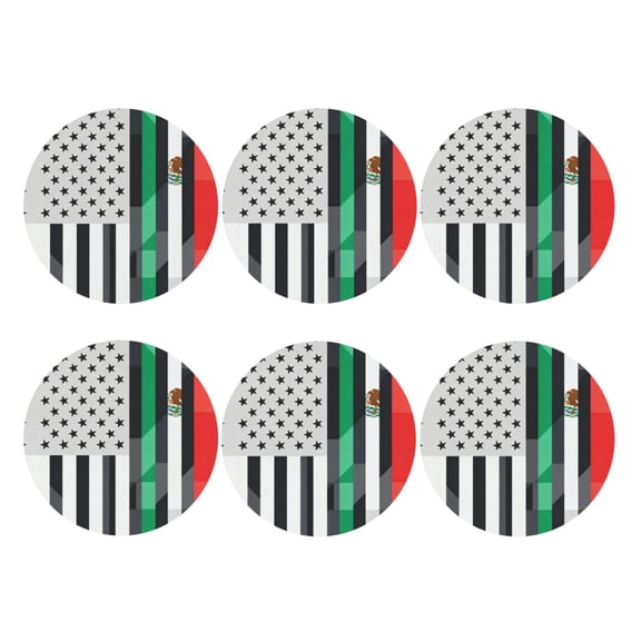 Mexican Roots Leather Coasters for Drinks Perfect for Living Room, Kitchen, or Outdoor Use Set of 6 Round Shape