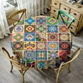thumbnail image 1 of Mexican Round Tablecloth, Folk Style Talavera Tiles Colorful Flowers Leaves Swirls Pattern Table Cloth Cover for Home Dining Kitchen Wedding Parties, Round(60x60in), 1 of 6