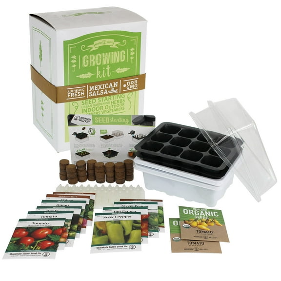 Mexican Salsa Garden Seed Starter - Deluxe Kit - 12 Non-GMO Varieties - Grow Vegetables for Salsa, Pico De Gallo More - Chili Peppers, Tomato, Onion, Garlic Chives, Tomatillo, More