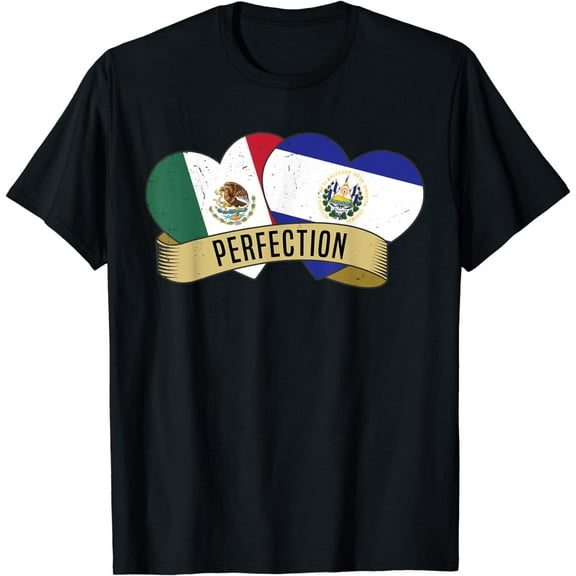Mexican Salvadoran Flag Heart shirt El Salvador And Mexico T-Shirt