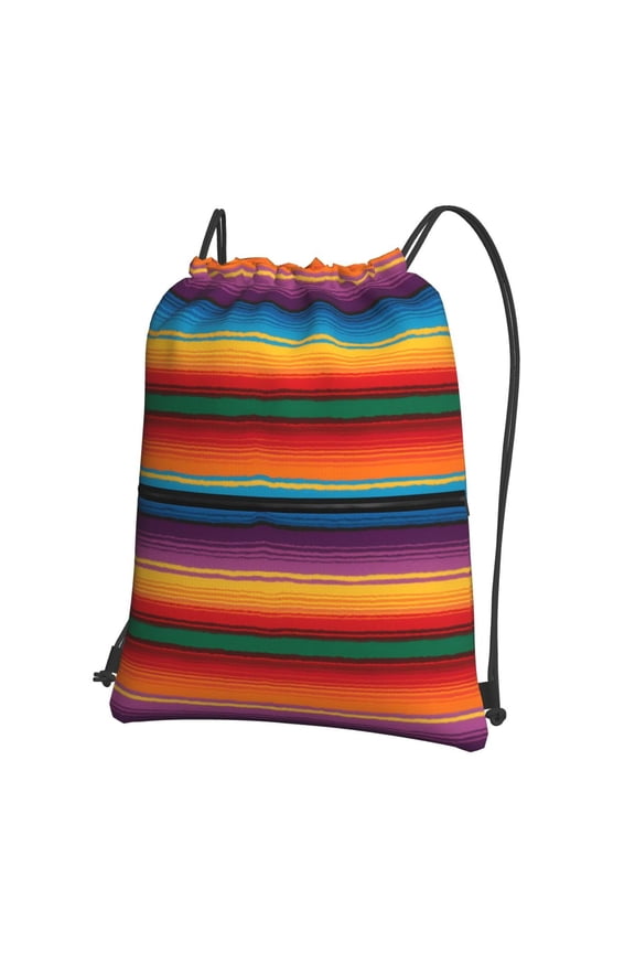 Mexican Sarape Pattern Drawstring Backpack Water Resistant String Bag Sports Sackpack Gym Sack For Men Women