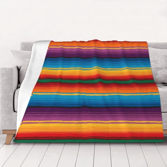 Mexican Sarape Pattern Warm Cozy Plush Throw Blanket for Couch Bed Sofa 40"x30"