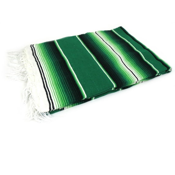 Mexican Sarape Saltillo Blanket XL - 80" x 60" (Green Solid)
