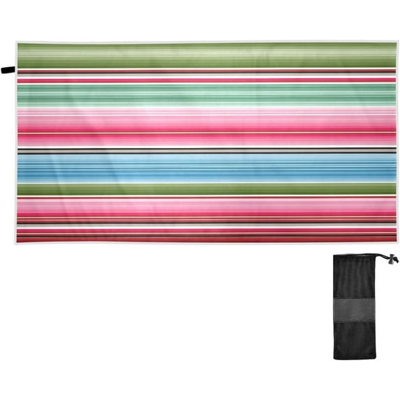 Mexican Serape Colorful Stripes Beach Towel Fast Drying Camping Towels Sand Free Beach Blanket Soft Absorbent Travel Sport Towel for Gym Bath Shower Swimming 31" x 71" Washcloth Gift