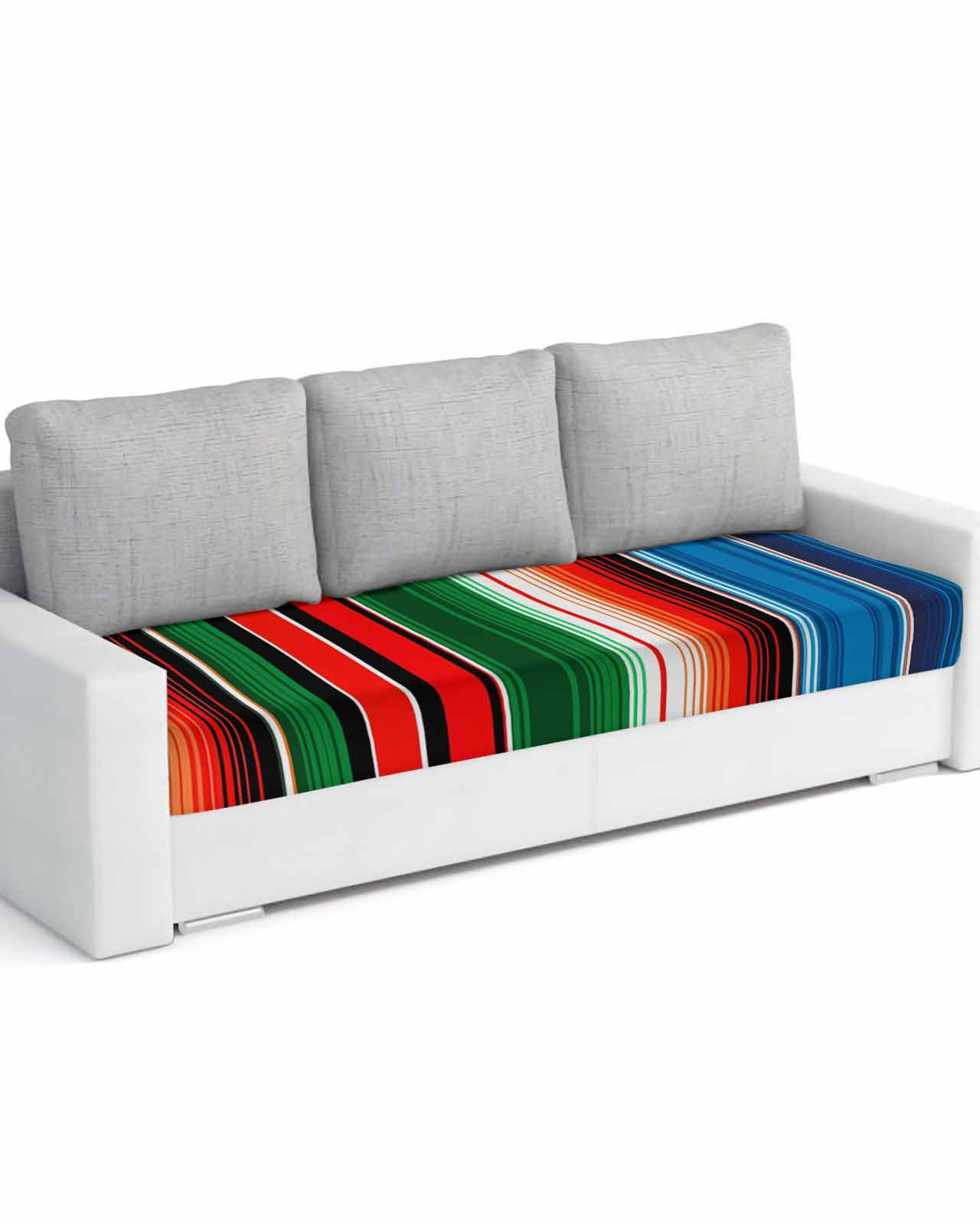 Mexican Serape Couch Cushion Covers Stretch, Washable Sofa Seat Covers Individual Seat Cushion Sofa Slipcovers Colorful Stripes Vertical Lines Abstract Couch Cover Furniture Protector L-1PCS