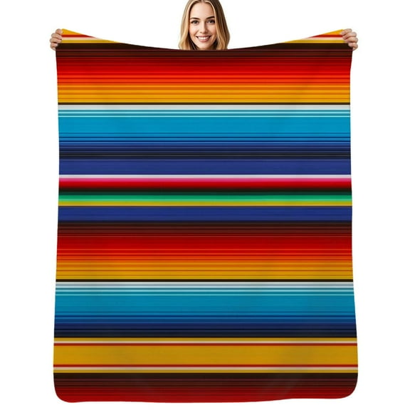 Mexican Serape Flannel Blanket Warm Soft Bedding Throws Winter Camping Chair Sofa Bed