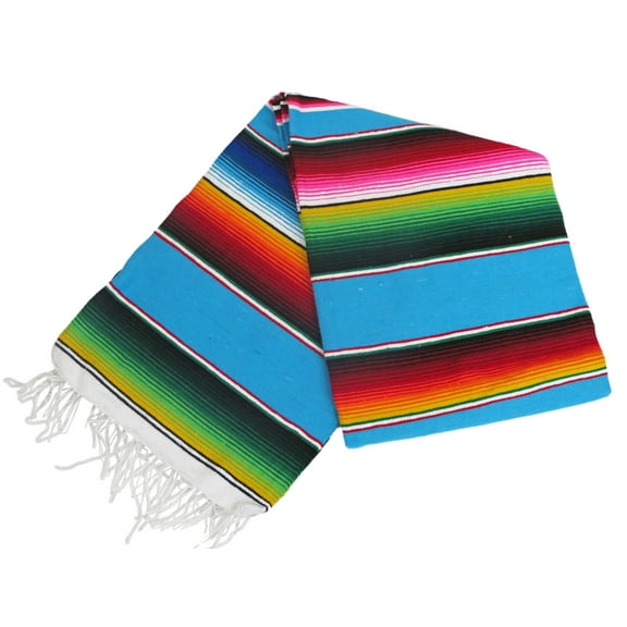 Mexican Serape Sarape Blanket XL 84" x 55" (Aqua)