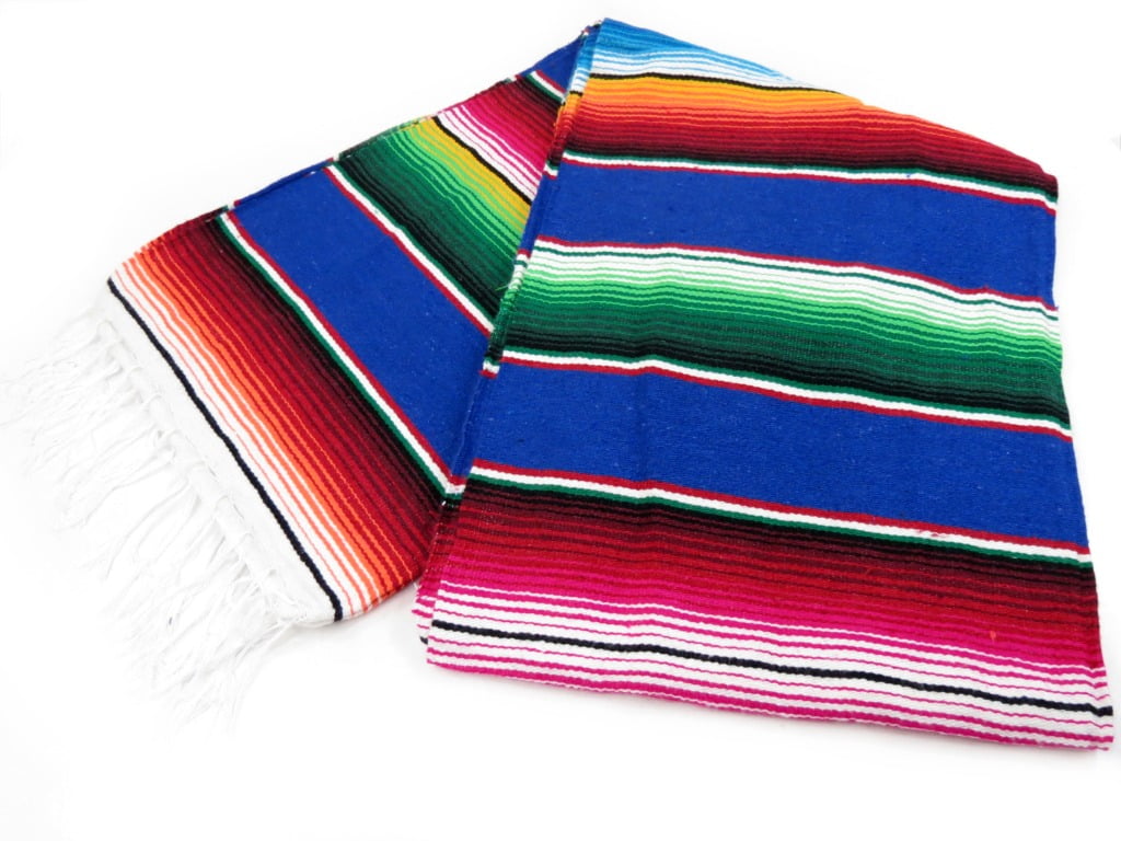 Mexican Serape Sarape Blanket XL 84" x 55" Royal Blue