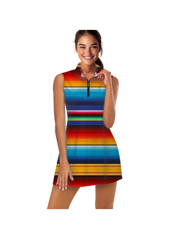 Mexican Serape Sports Dresses Women Tennis Dress Outdoor Badminton Golf Quick-Drying And Breathable Sports Dress