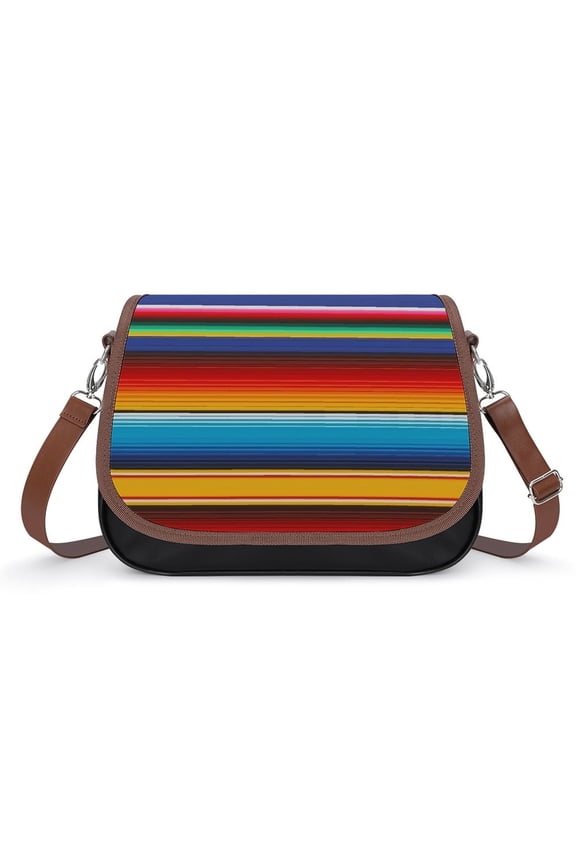 Mexican Serape Vintage Crossbody Bag for Women Medium Leather Hobo Bags Shoulder Bag Classic City Leather Satchels
