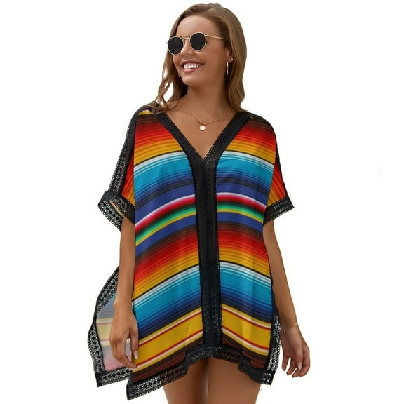 Mexican Serape Women's Swimsuit Coverup Summer Beach Cover Up Bathing Suit Dress