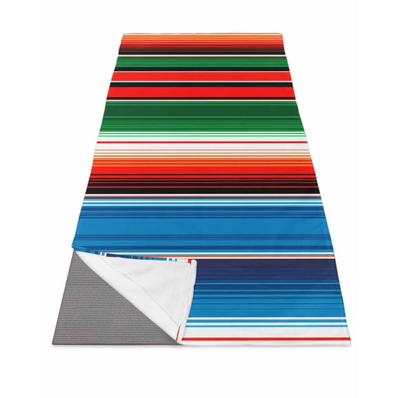 Mexican Serape Yoga Towel for Hot Yoga Non Slip, Colorful Stripes Vertical Lines Abstract Yoga Mat Towel Absorbent Yoga Sweat Towels Microfiber Hot Yoga Blanket for Bikram Pilates 26"x70"