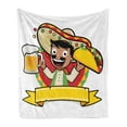 thumbnail image 1 of Mexican Soft Flannel Fleece Blanket, Latino Man Holding Cold Beer and Tacos Restaurant Poster Style Funny Cartoon Print, Cozy Plush for Indoor and Outdoor Use, 70" x 90", Multicolor, by Ambesonne, 1 of 6
