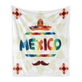 thumbnail image 1 of Mexican Soft Flannel Fleece Blanket, Mexico Traditional Aztec Motifs and Sombrero Straw Hat and Moustache Graphic Print, Cozy Plush for Indoor and Outdoor Use, 50" x 70", Multicolor, by Ambesonne, 1 of 6